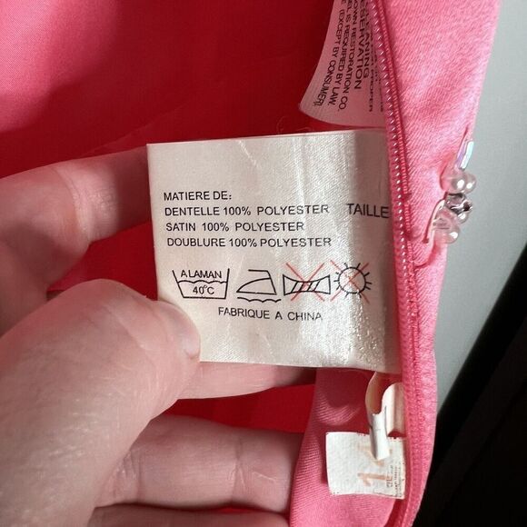 Da Vinci Dress Womens 14 Pink Satin Gown Embellished Long Formal Fairy V Neck - Picture 6 of 16